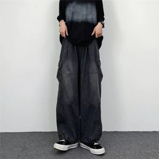 Women’s Baggy Cargo Jeans – Effortless Style; In Traditional Black - SensorySoft
