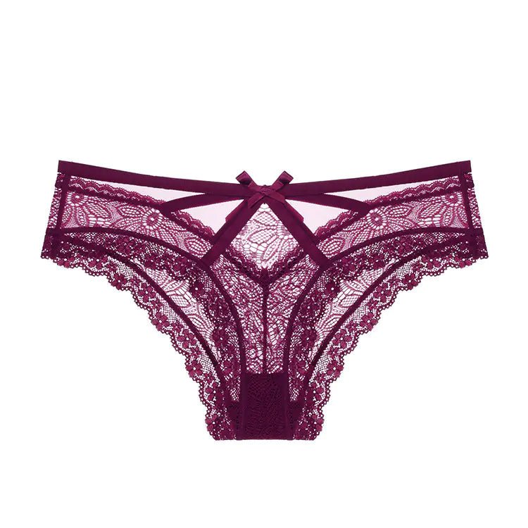 Women's Bow Lace Low Waist Underwear - SensorySoftShop