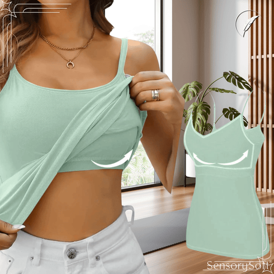 Women’s Camisole Tank Tops – Plus Size, with Built - In Bra - SensorySoft