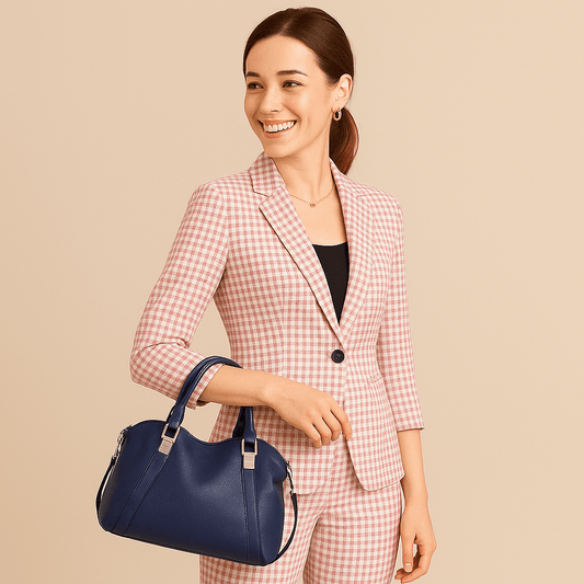 Women's Casual Business Half - Sleeve Plaid Suit - SensorySoft