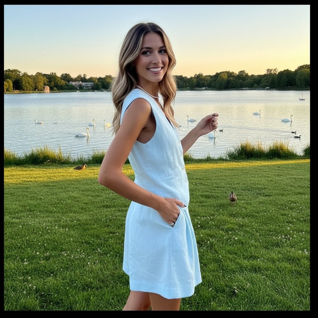 Women's Cotton - Linen Suit Vest and Shorts Set - SensorySoftShop