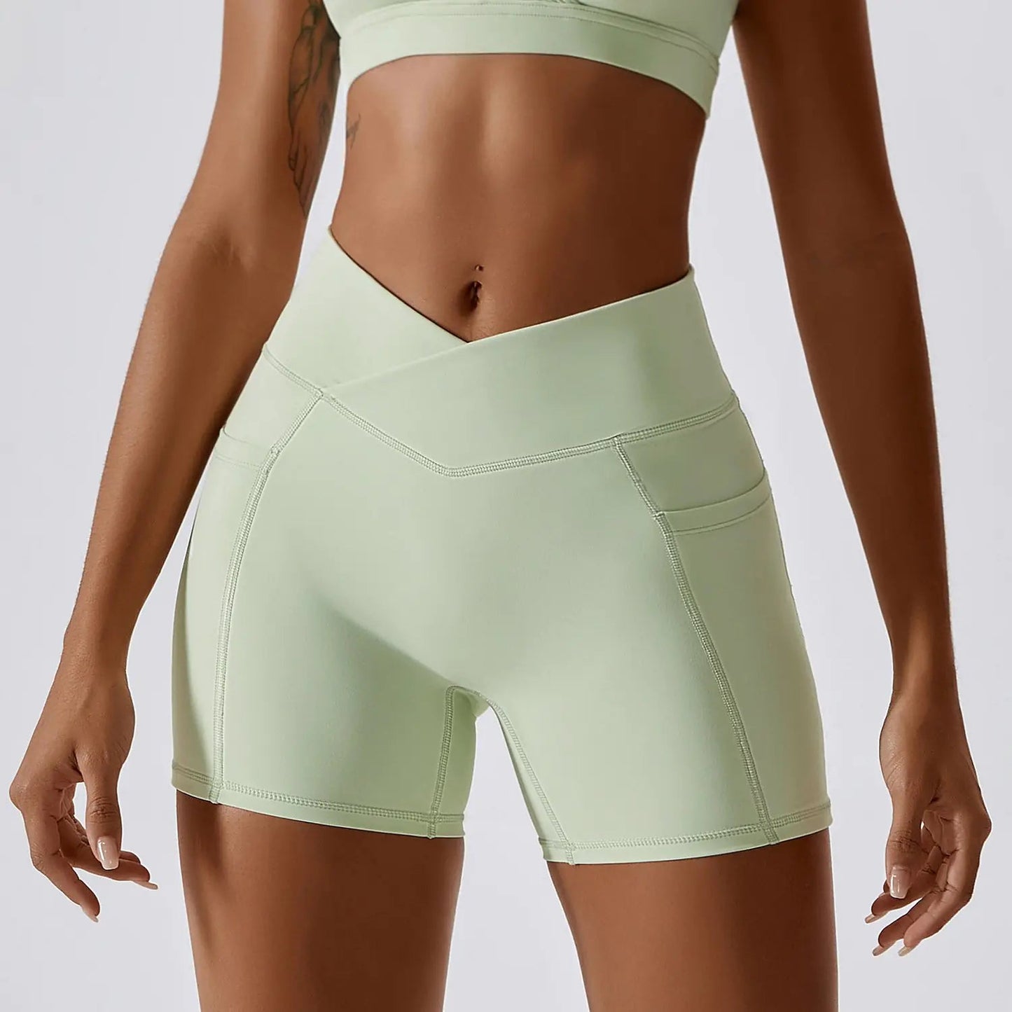 Women's Cross Waist Running Fitness Shorts - SensorySoftShop