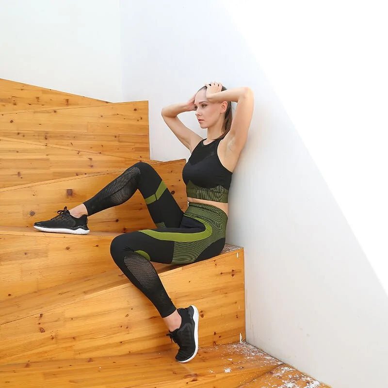Women's Fitness Yoga Set: Leggings, Sports Bra, Sleeveless Tops - SensorySoftShop