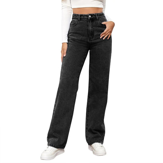 Women's High - Waist Stretch Jeans – Trendy Wide - Leg Fit - 2025 Edition - SensorySoft