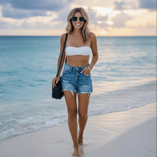 Women's High - Waisted Denim Shorts - SensorySoftShop