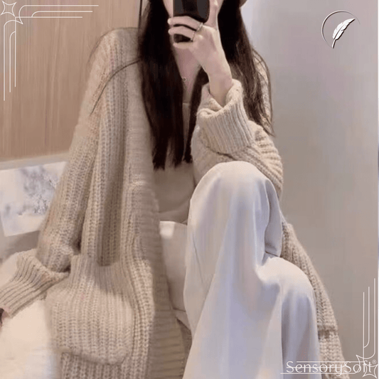 Women's Long Knit Cardigan for Spring - SensorySoft