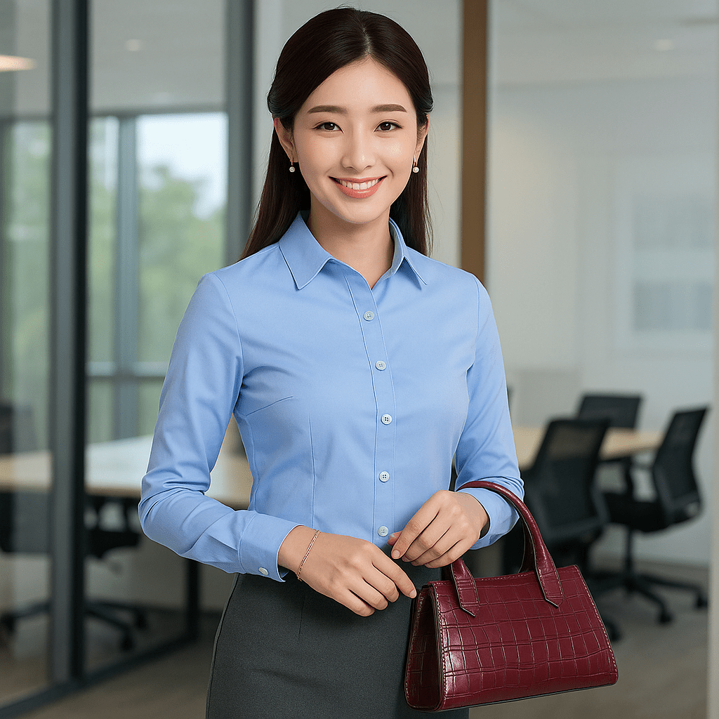 Women's Long Sleeve Slim Fit Business Shirt - Sophisticated Blue - SensorySoft