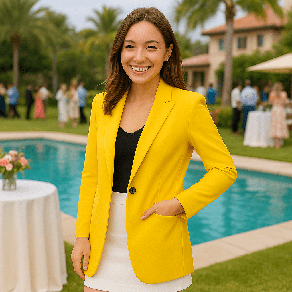 Women's Long Sleeve Solid Color Lapel Suit Jackets - Empowering Yellow - SensorySoft
