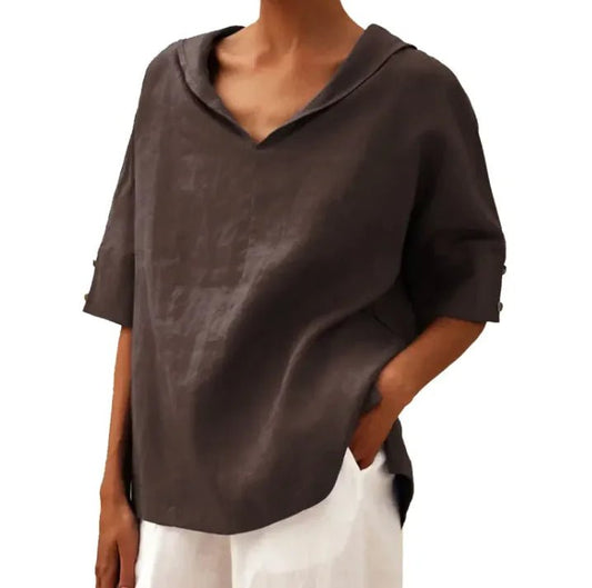 Women's Loose Cotton and Linen Shirt - SensorySoftShop