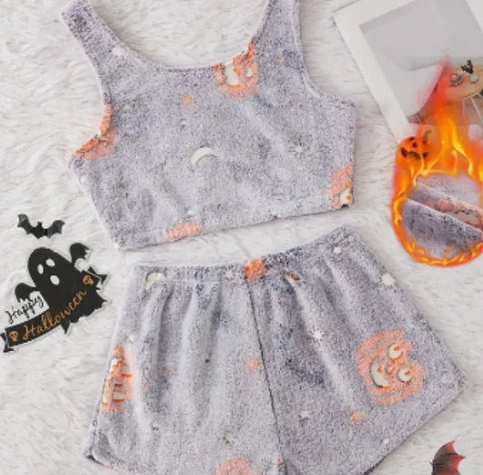 Women's Luminous Halloween Flannel Pajamas - SensorySoft