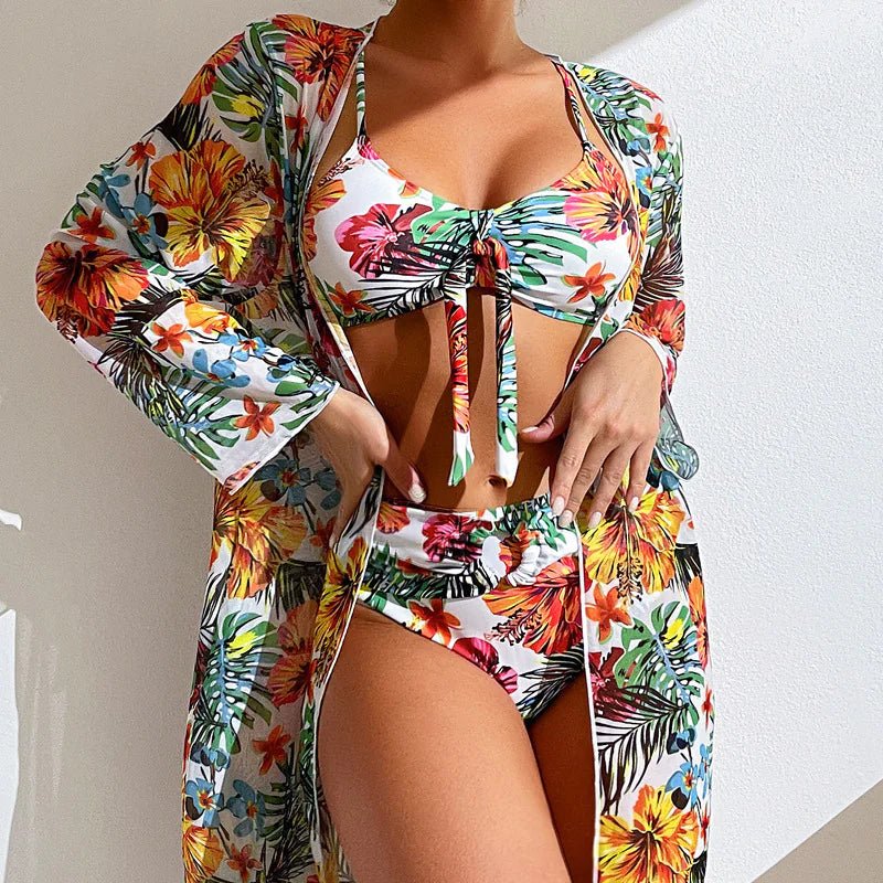 Women's New Fashion Vacation Print Bikini Set - SensorySoft