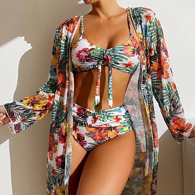 Women's New Fashion Vacation Print Bikini Set - SensorySoft
