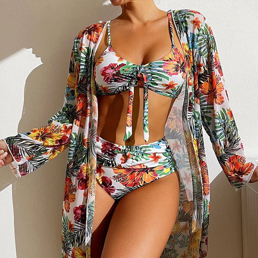 Women's New Fashion Vacation Print Bikini Set - SensorySoft