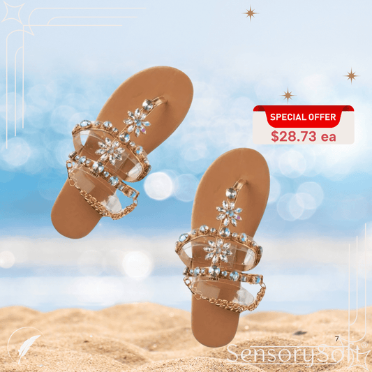 Women's Rhinestone Embellishment Sandals - SensorySoft