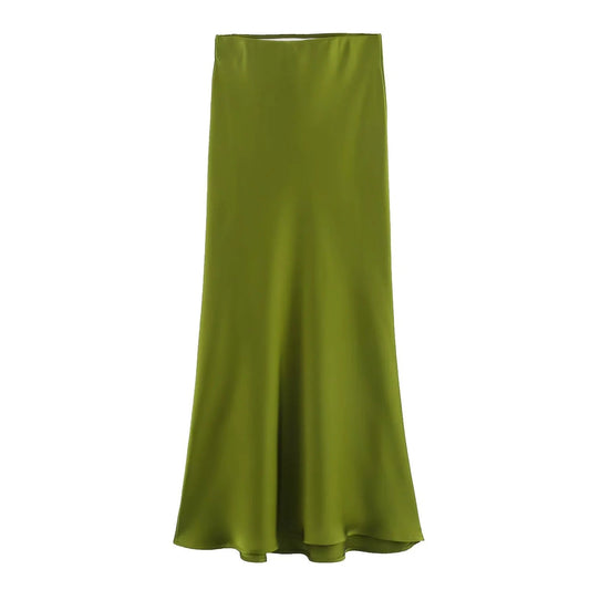 Women's Satin Pleated Midi Skirt - SensorySoftShop