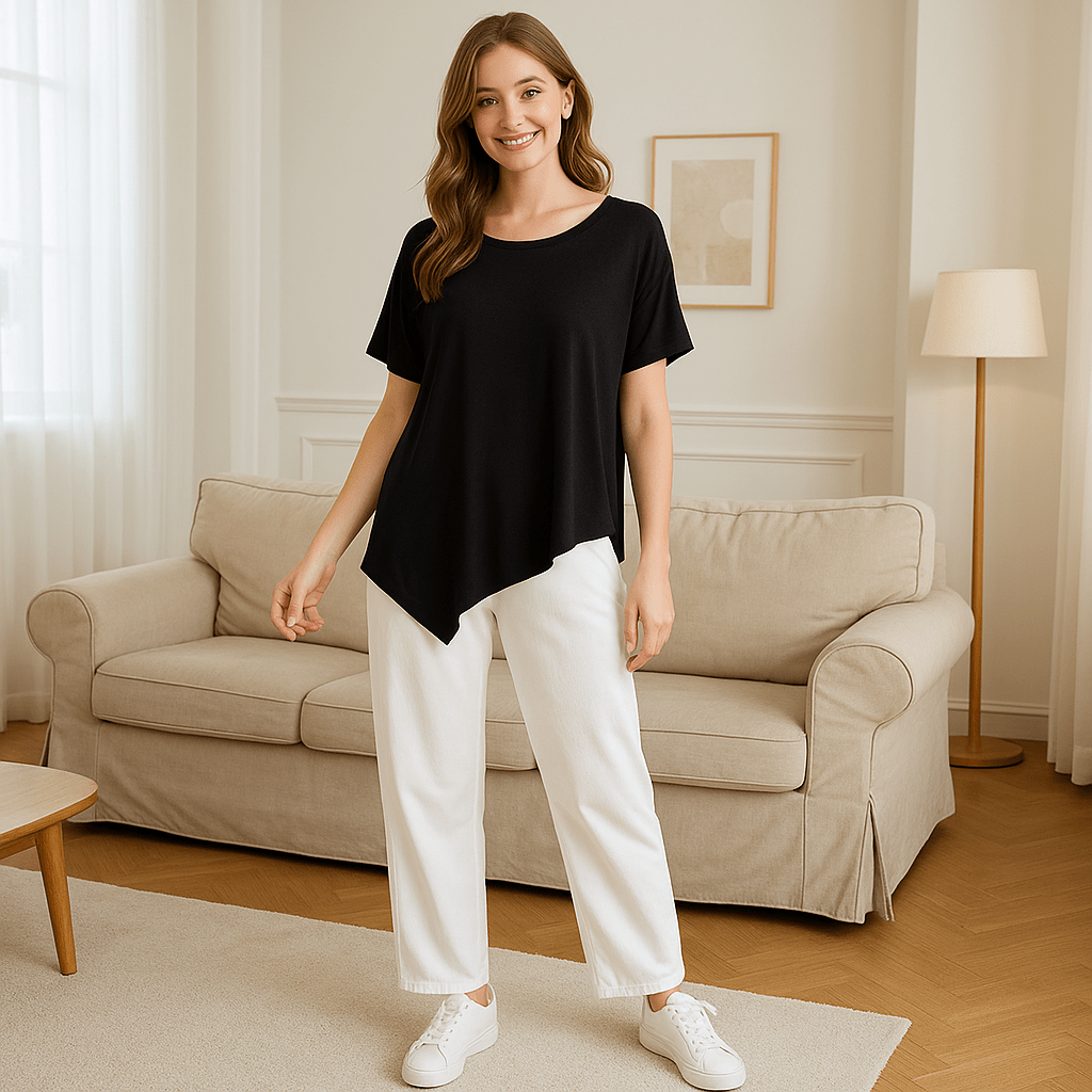 Women's Short Sleeve Irregular Modal T-Shirt 2025 Summer - SensorySoft