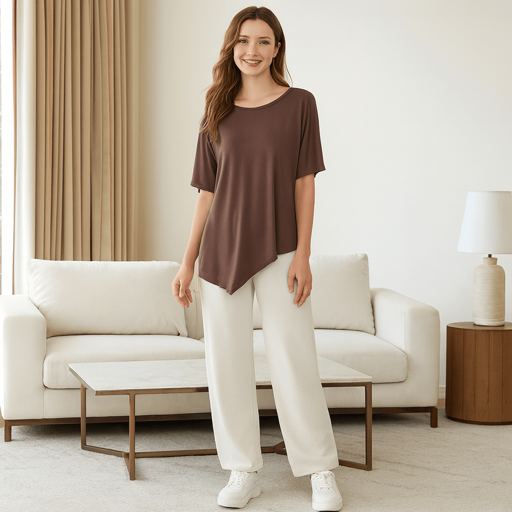 Women's Short Sleeve Irregular Modal T-Shirt 2025 Summer - SensorySoft