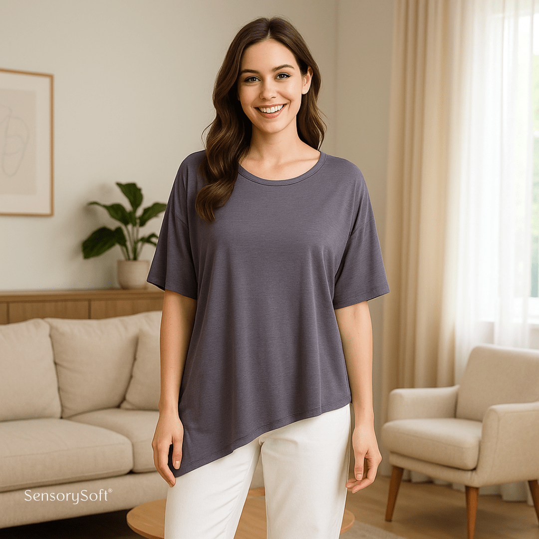 Women's Short Sleeve Irregular Modal T-Shirt 2025 Summer - SensorySoft
