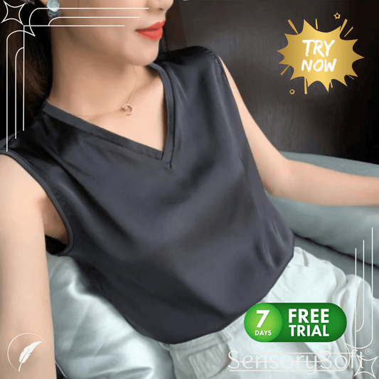 Women's Sleeveless Satin Blouse - SensorySoftShop