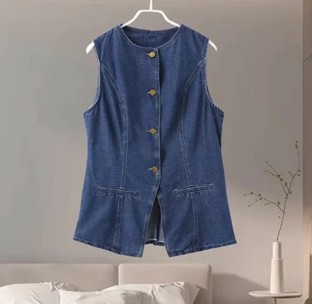Women's Summer Denim Shorts and Vest Set – High Waist, Wide Leg - SensorySoft