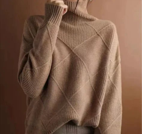 Women's Turtleneck Rhombus Sweater - SensorySoftShop