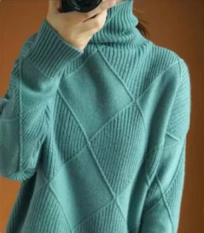Women's Turtleneck Rhombus Sweater - SensorySoftShop