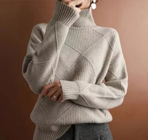 Women's Turtleneck Rhombus Sweater - SensorySoftShop