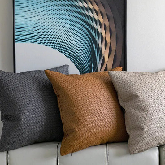 Woven Textured PU Leather Pillow Covers - SensorySoft