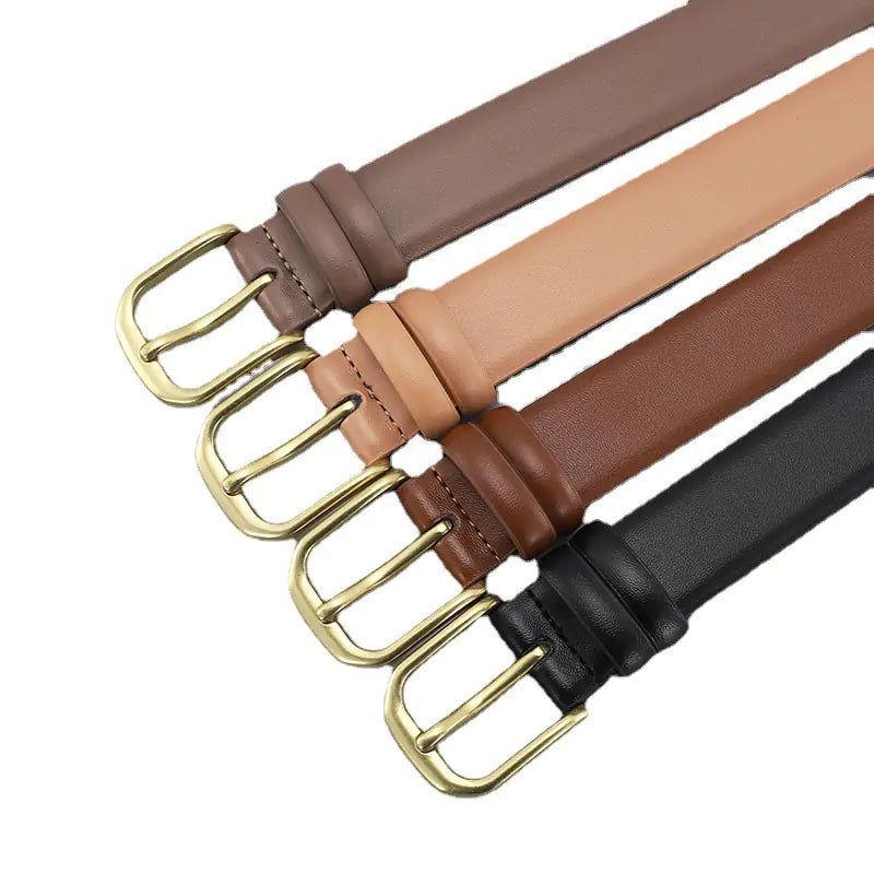 Women's Leather Belt with Simple Design for Jeans and Skirts