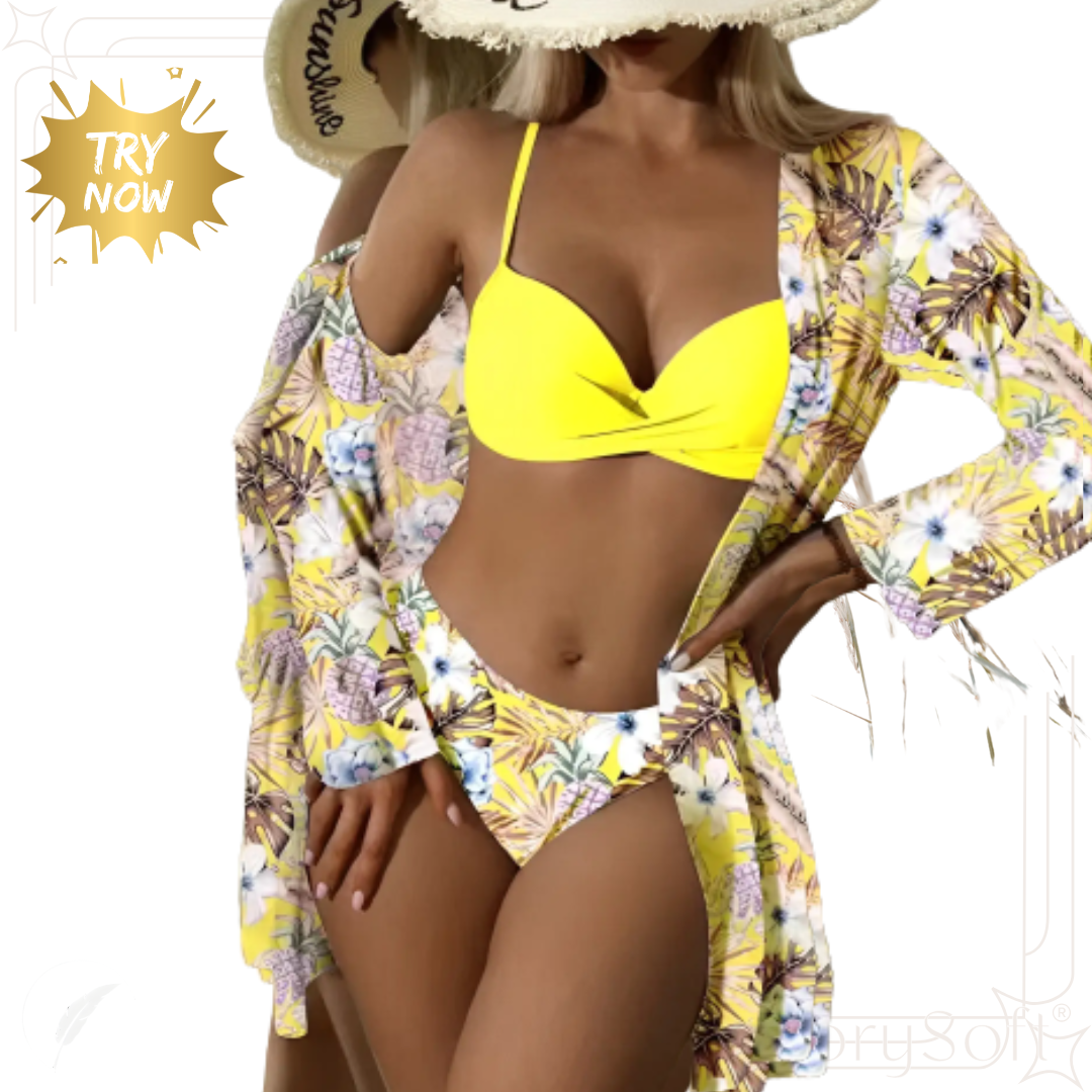 3 Piece Bikini Set with Matching Cover-Up Robe