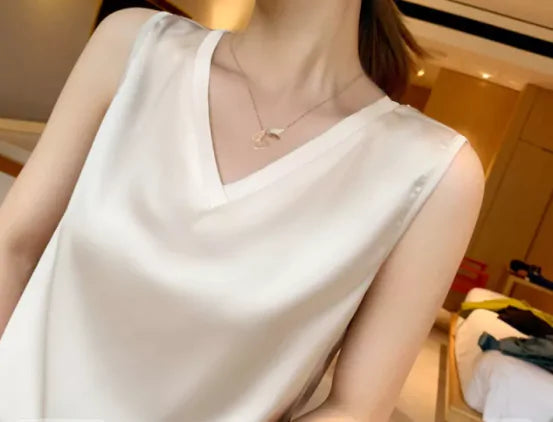 Women's Sleeveless Satin Blouse