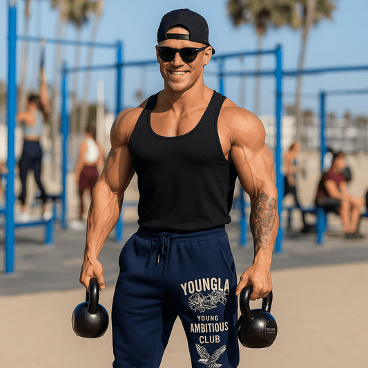 YoungLA Elongated Tank Tops for Men - Workout Muscle Gym Shirts - Bodybuilding Stringers - SensorySoft