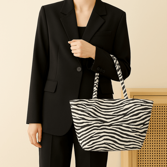 Zebra Stripe Tote Bag – Chic Leopard Print Shoulder Bag - SensorySoft